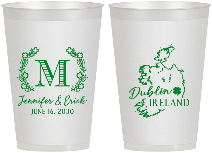 Personalized Wedding 12 oz Frosted Cups - Ireland | 528