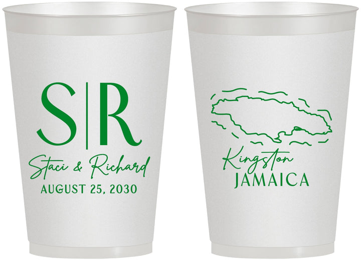 Personalized Wedding 12 oz Frosted Cups - Jamaica | 530