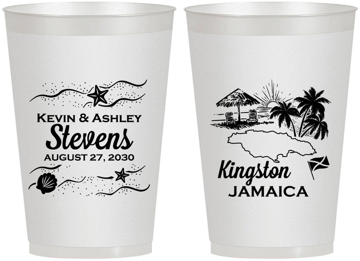 Personalized Wedding 12 oz Frosted Cups - Jamaica | 531