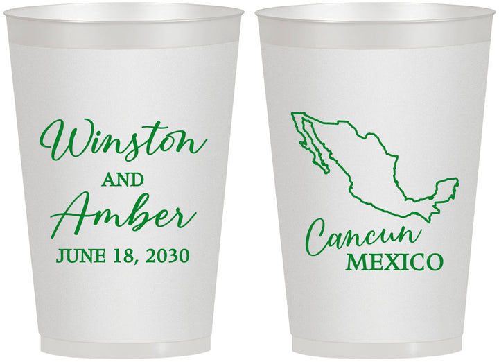Personalized Wedding 12 oz Frosted Cups - Mexico | 534