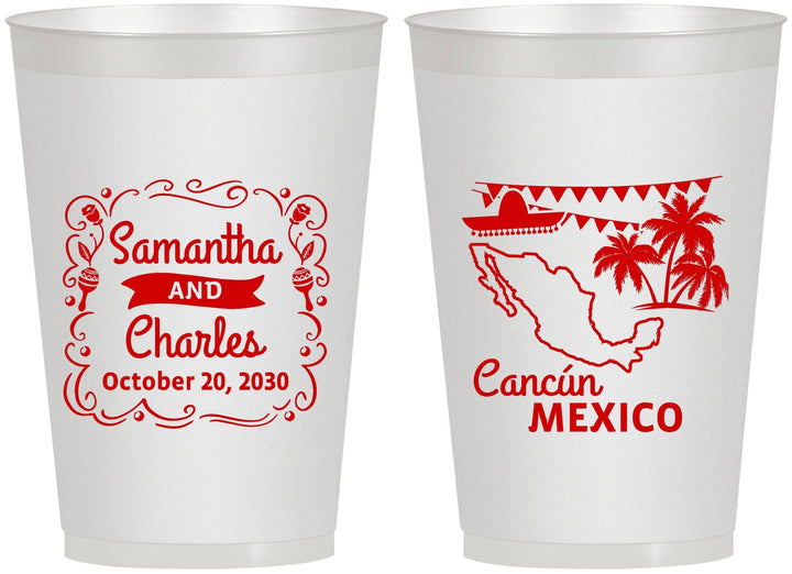 Personalized Wedding 12 oz Frosted Cups - Mexico | 535