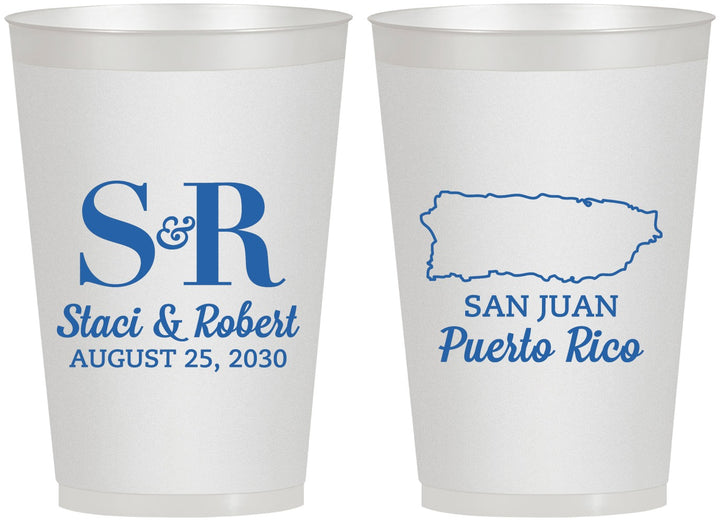Personalized Wedding 12 oz Frosted Cups - Puerto Rico | 538
