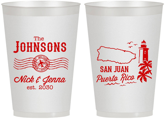 Personalized Wedding 12 oz Frosted Cups - Puerto Rico | 539