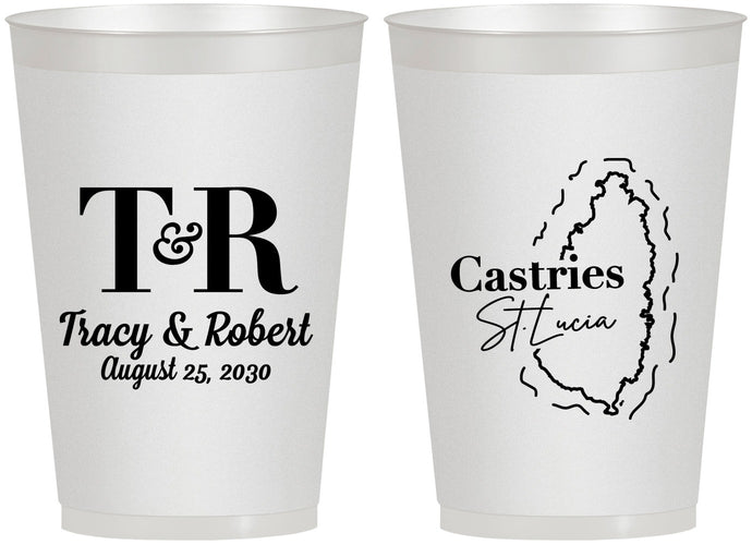 Personalized Wedding 12 oz Frosted Cups - St Lucia | 540