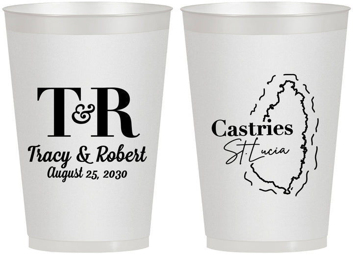 Personalized Wedding 12 oz Frosted Cups - St Lucia | 540