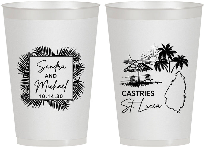 Personalized Wedding 12 oz Frosted Cups - St Lucia | 541