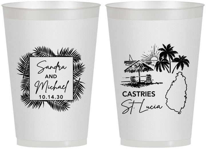 Personalized Wedding 12 oz Frosted Cups - St Lucia | 541