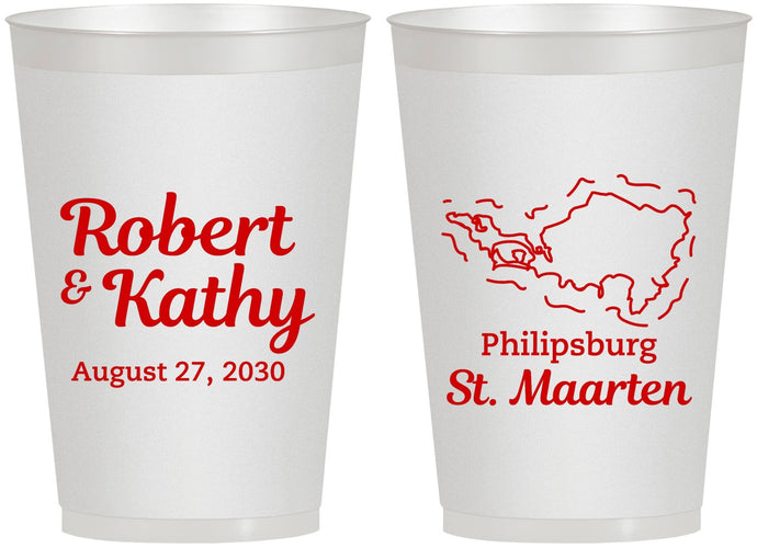 Personalized Wedding 12 oz Frosted Cups - St Maarten | 542