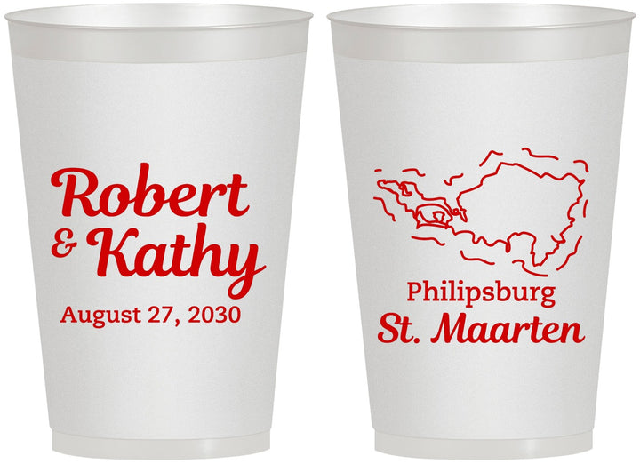 Personalized Wedding 12 oz Frosted Cups - St Maarten | 542