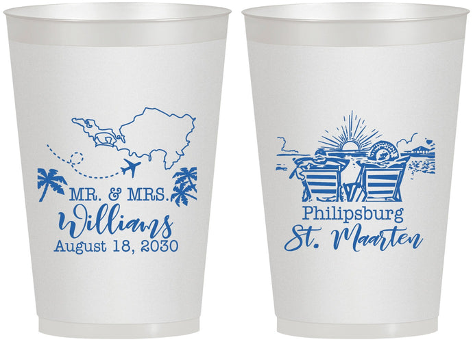 Personalized Wedding 12 oz Frosted Cups - St Maarten | 543