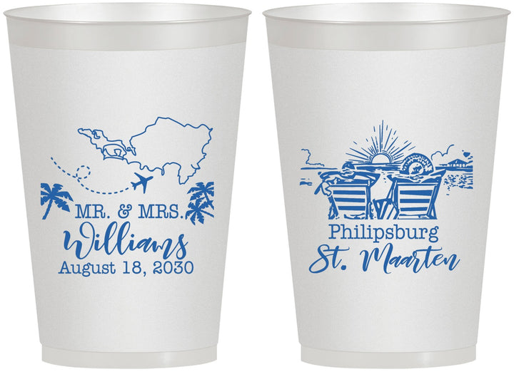 Personalized Wedding 12 oz Frosted Cups - St Maarten | 543