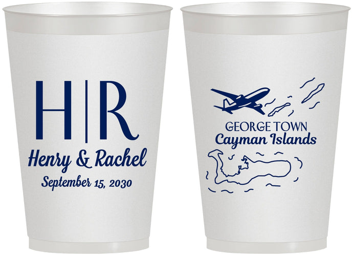 Personalized Wedding 12 oz Frosted Cups - Cayman Island | 544