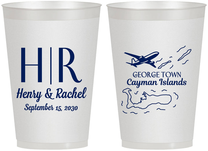Personalized Wedding 12 oz Frosted Cups - Cayman Island | 544
