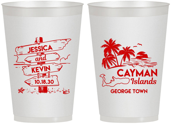 Personalized Wedding 12 oz Frosted Cups - Cayman Island | 545