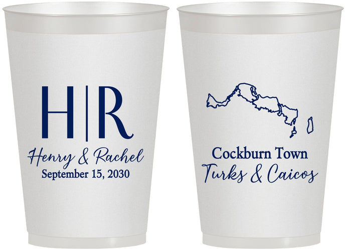 Personalized Wedding 12 oz Frosted Cups - Turks And Caicos | 546