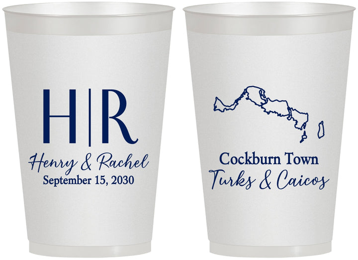 Personalized Wedding 12 oz Frosted Cups - Turks And Caicos | 546