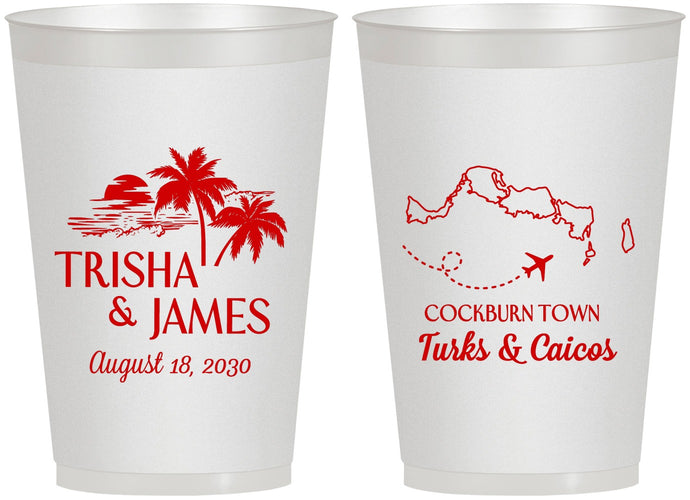 Personalized Wedding 12 oz Frosted Cups - Turks And Caicos | 547