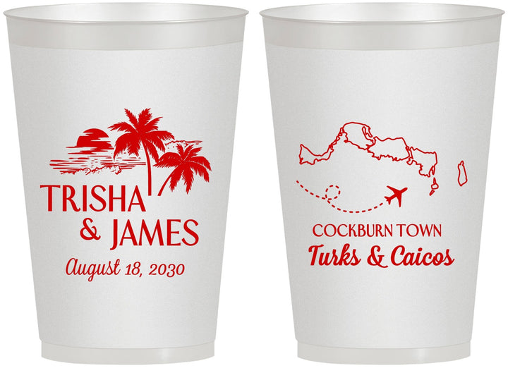 Personalized Wedding 12 oz Frosted Cups - Turks And Caicos | 547