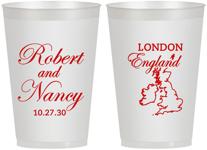 Personalized Wedding 12 oz Frosted Cups - England | 548