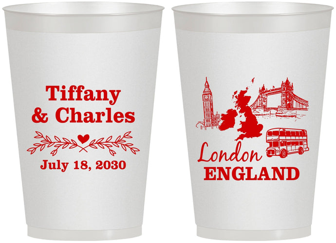 Personalized Wedding 12 oz Frosted Cups - England | 549