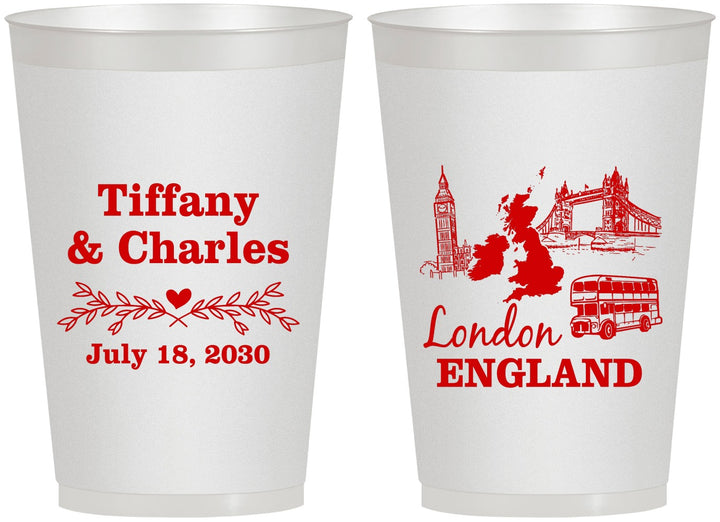 Personalized Wedding 12 oz Frosted Cups - England | 549