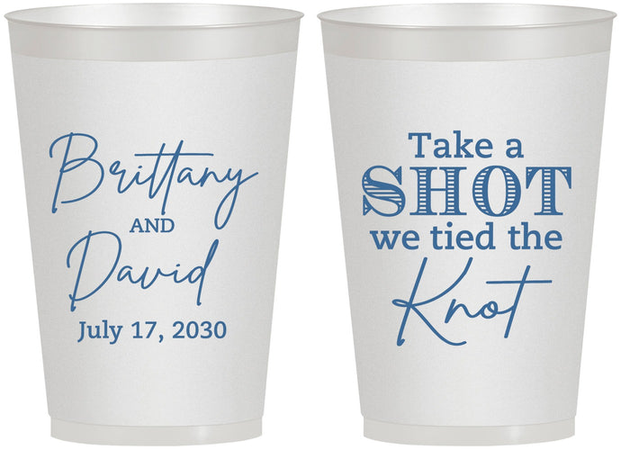 Personalized Wedding 12 oz Frosted Cups - Take A Shot We Tied The Knot | 550