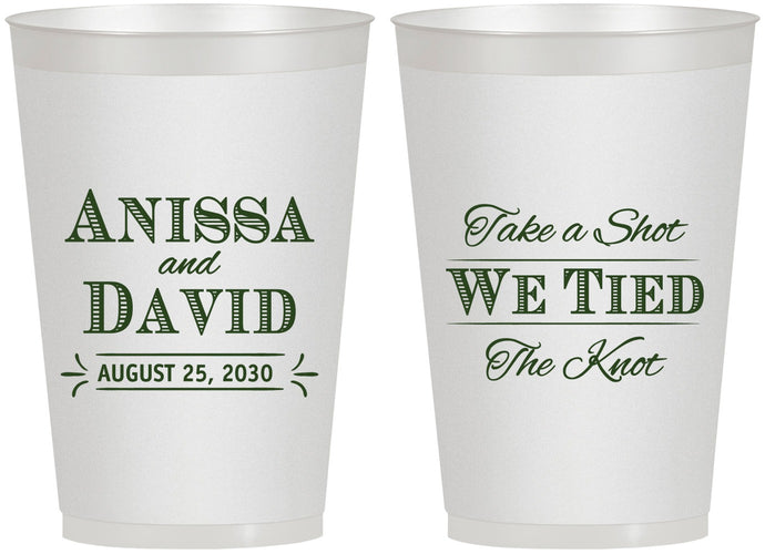 Personalized Wedding 12 oz Frosted Cups - Take A Shot We Tied The Knot | 551