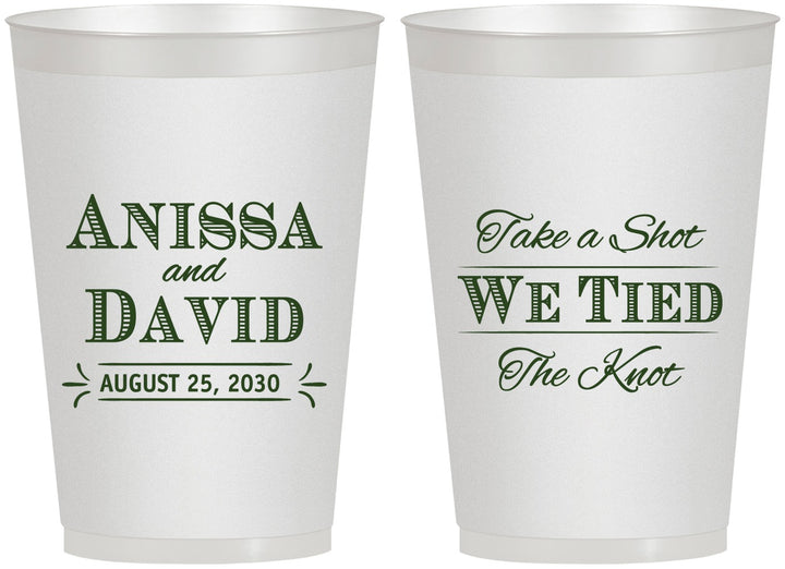Personalized Wedding 12 oz Frosted Cups - Take A Shot We Tied The Knot | 551