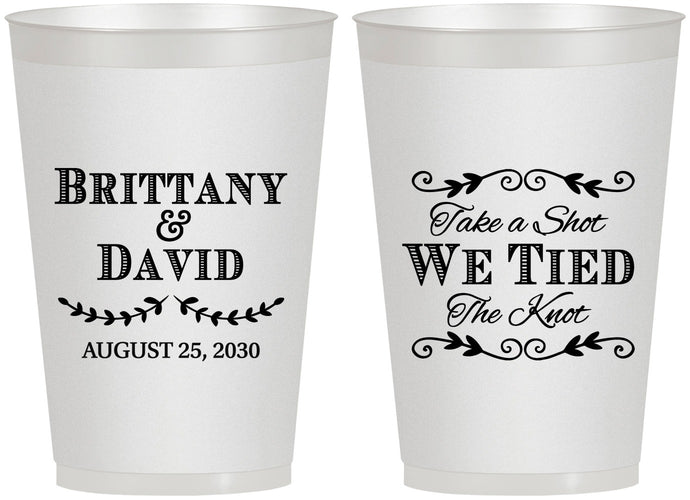Personalized Wedding 12 oz Frosted Cups - Take A Shot We Tied The Knot | 552