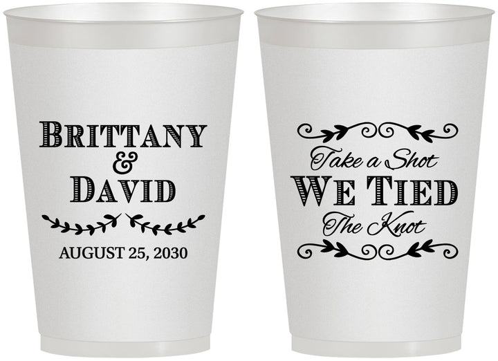 Personalized Wedding 12 oz Frosted Cups - Take A Shot We Tied The Knot | 552