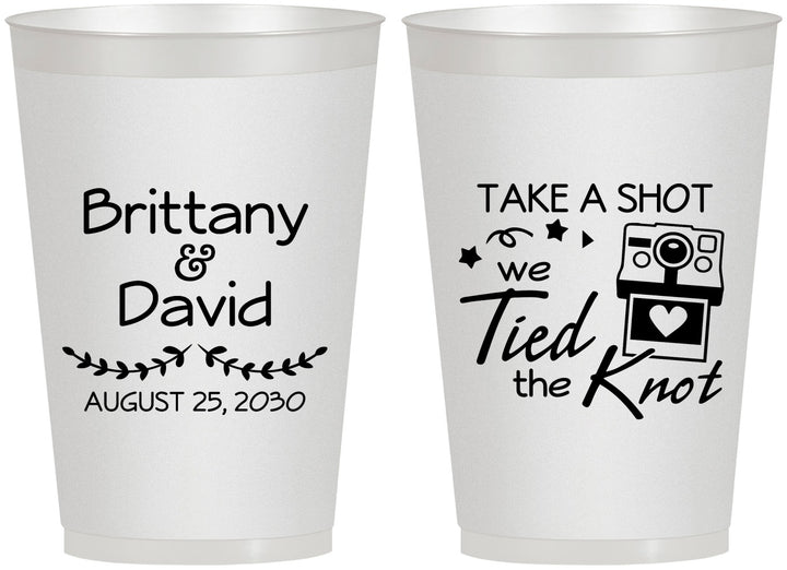 Personalized Wedding 12 oz Frosted Cups - Take A Shot We Tied The Knot | 553