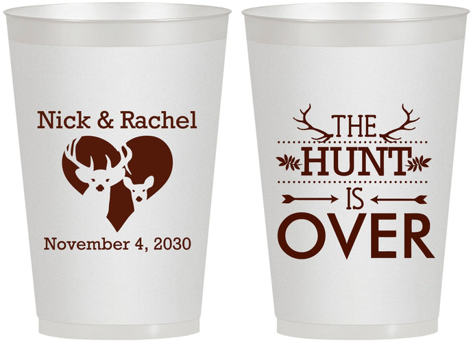 Personalized Wedding 12 oz Frosted Cups - The Hunt Is Over | 554