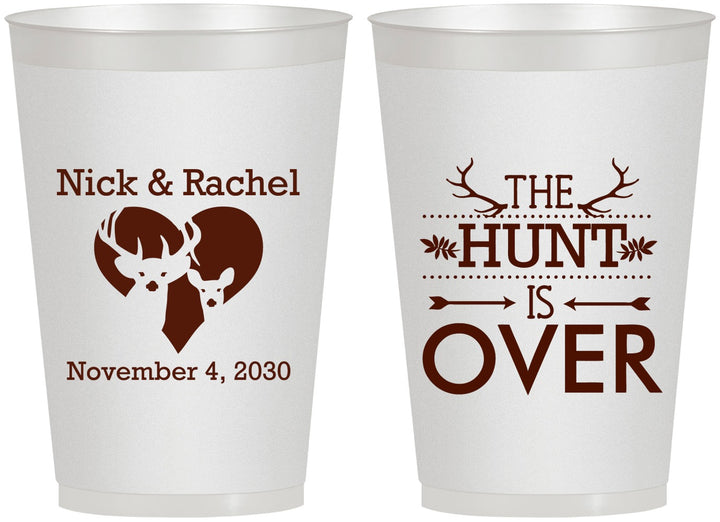 Personalized Wedding 12 oz Frosted Cups - The Hunt Is Over | 554