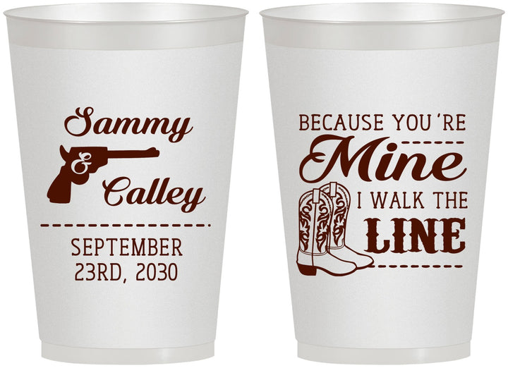 Personalized Wedding 12 oz Frosted Cups - I Walk The Line | 555