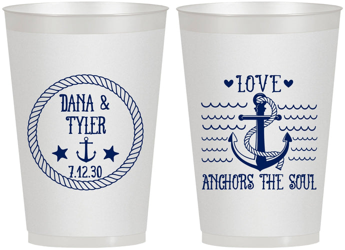 Personalized Wedding 12 oz Frosted Cups - Anchor The Soul | 558