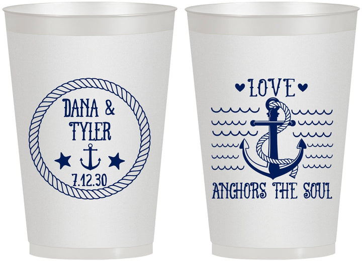 Personalized Wedding 12 oz Frosted Cups - Anchor The Soul | 558