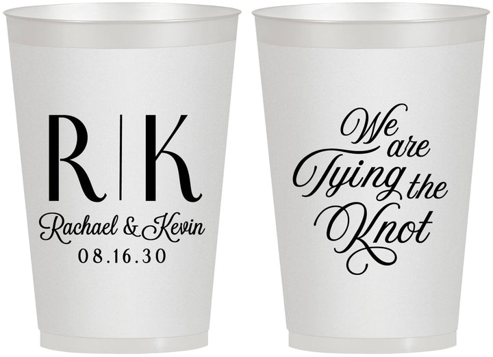 Personalized Wedding 12 oz Frosted Cups - Monogram Tying Knot | 559