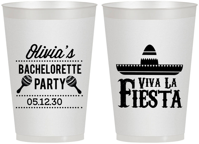 Personalized Bachelorette 12 oz Frosted Cups - Viva La Fiesta | 60001