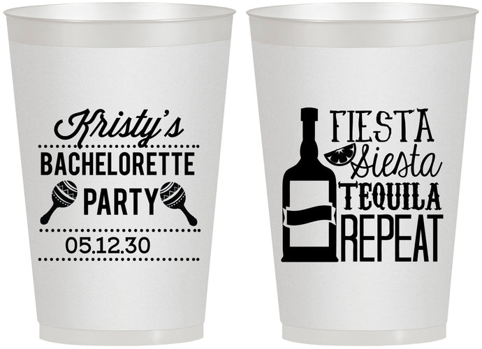 Personalized Bachelorette 12 oz Frosted Cups - Fiesta Siesta Tequila Repeat | 60002