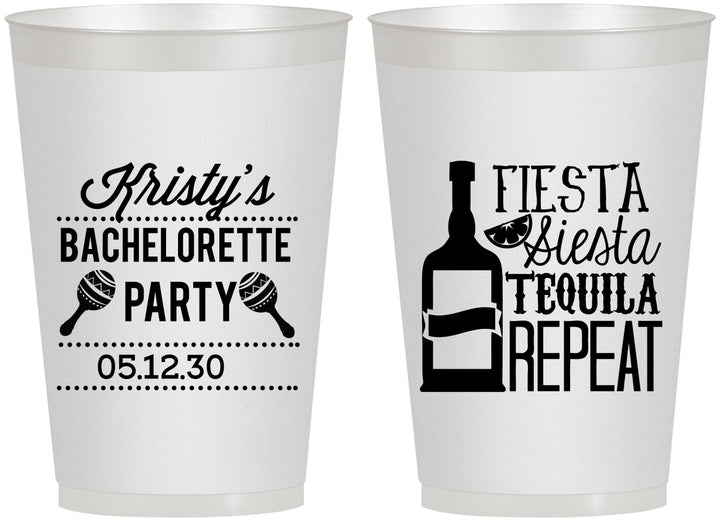 Personalized Bachelorette 12 oz Frosted Cups - Fiesta Siesta Tequila Repeat | 60002