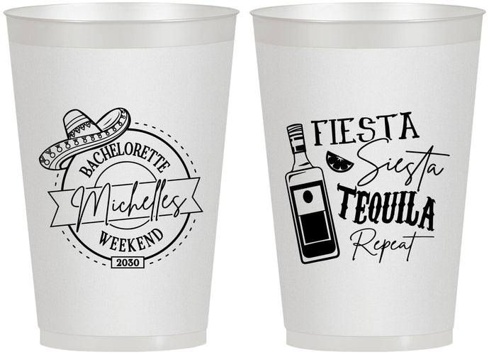 Personalized Bachelorette 12 oz Frosted Cups - Fiesta Siesta Tequila Repeat | 60004