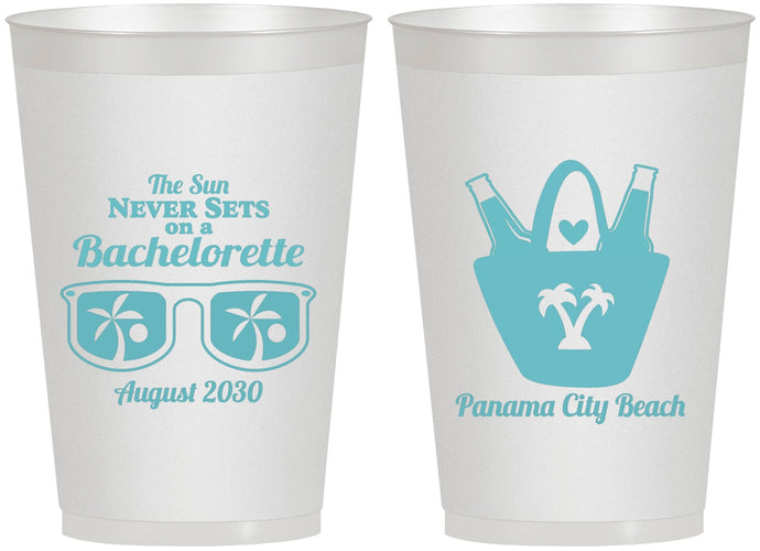 Personalized Bachelorette 12 oz Frosted Cups - Beach | 60010