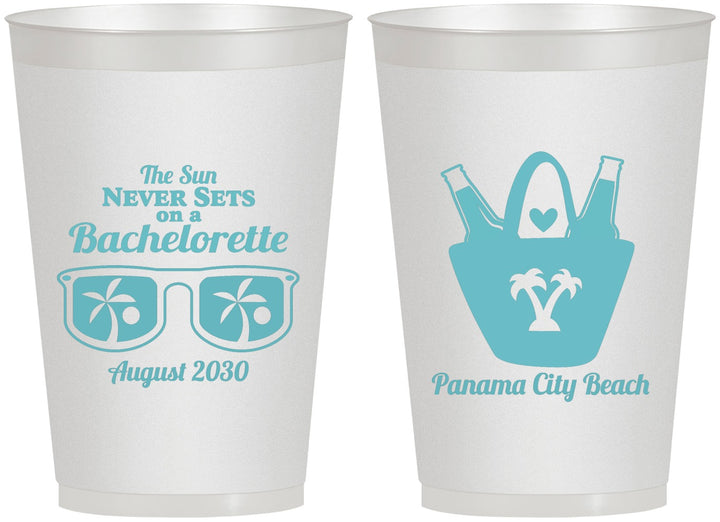 Personalized Bachelorette 12 oz Frosted Cups - Beach | 60010