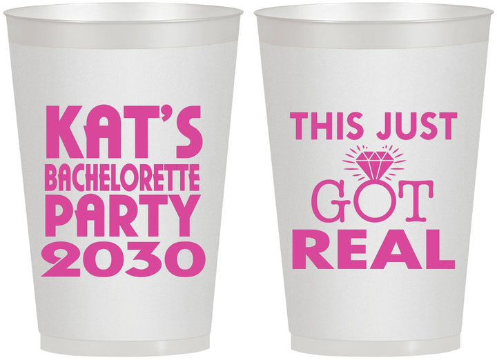 Personalized Bachelorette 12 oz Frosted Cups - This Just Got Real | 60013