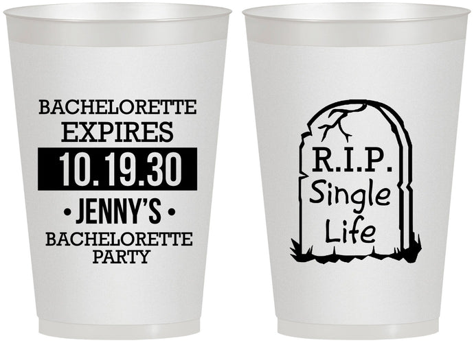 Personalized Bachelorette 12 oz Frosted Cups - Rip Single Life | 60014