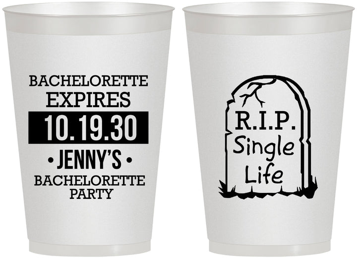 Personalized Bachelorette 12 oz Frosted Cups - Rip Single Life | 60014