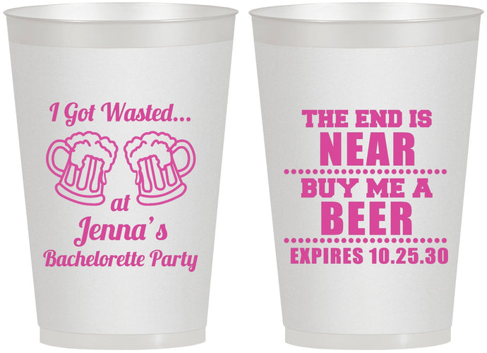 Personalized Bachelorette 12 oz Frosted Cups - I Got Wasted | 60015