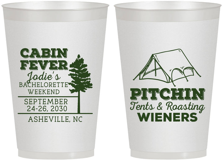 Personalized Bachelorette 12 oz Frosted Cups - Camping | 60019