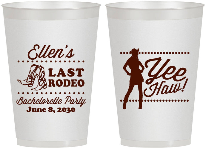 Personalized Bachelorette 12 oz Frosted Cups - Last Rodeo | 60021