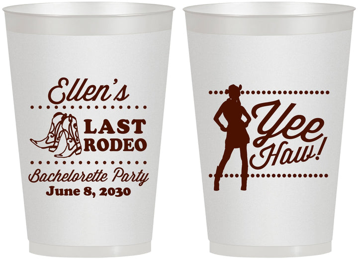 Personalized Bachelorette 12 oz Frosted Cups - Last Rodeo | 60021